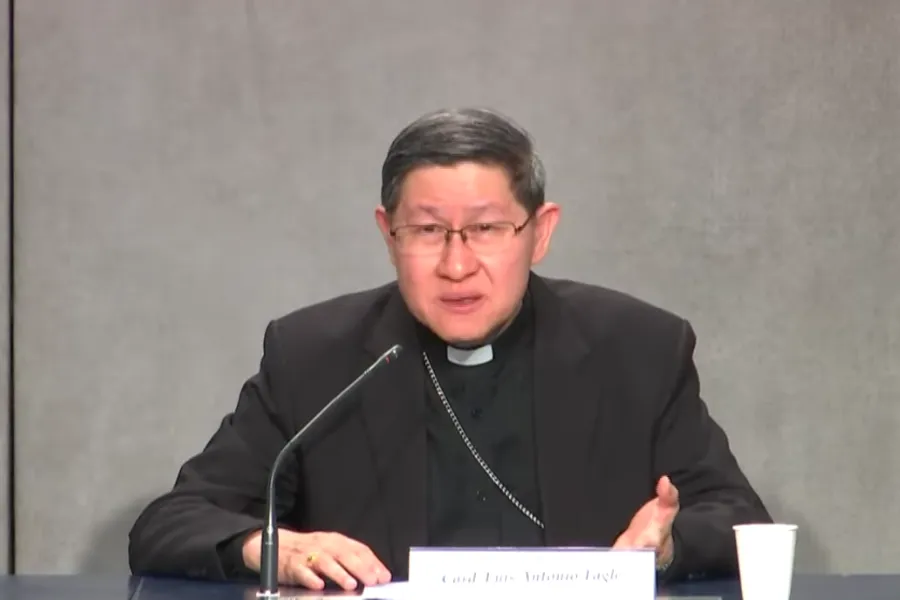 Cardinal Luis Antonio Tagle is moved as he recalls his grandfather at a Vatican press conference, June 15, 2021.?w=200&h=150